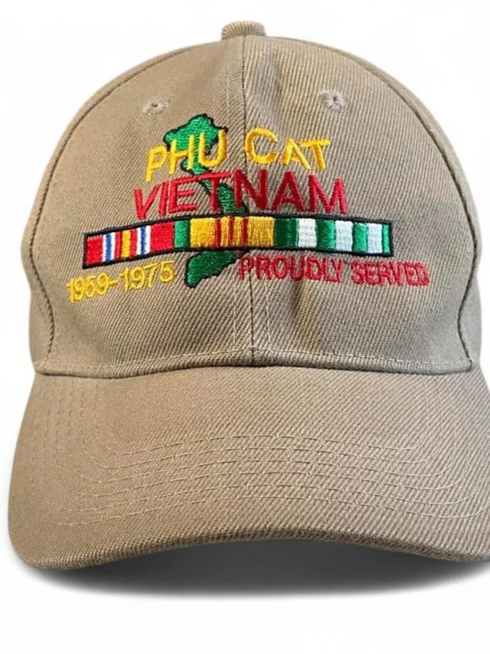 VTG Military Vietnam Phu Cat Veteran Khaki Adjustable Dad Hat